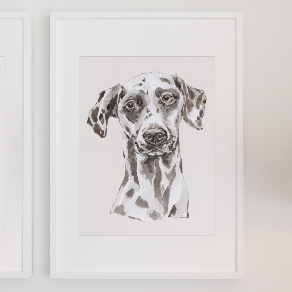 Watercolor Dalmatian Black Dog Wall Art Illustration Print Poster Card Unframed - Picture 3 of 7